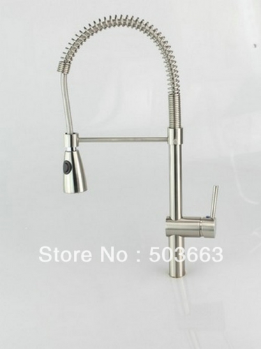New Brushed Nickle Single Handle Brass Kitchen Faucet Basin Sink Spray Mixer Tap S-812