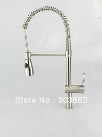 New Brushed Nickle Single Handle Brass Kitchen Faucet Basin Sink Spray Mixer Tap S-812 [Kitchen Faucet 1626|]