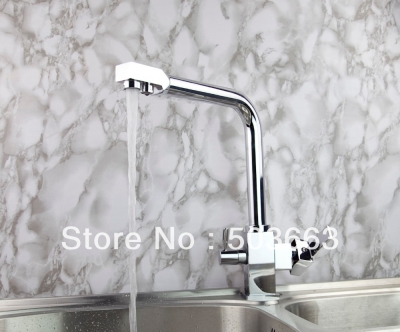 New Wholesale Double Outlet Kitchen Swivel Basin Sink Vessel Faucet Vanity Faucet Brass Mixer Tap Chrome Crane S-801 [Kitchen Faucet 1397|]