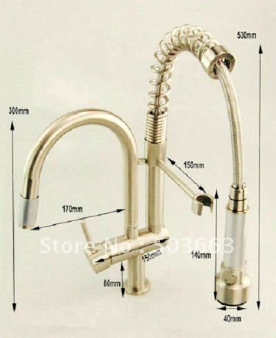 Pull Out And Swivel Brushed Nickel Kitchen Sink Mixer Tap Vessel Faucet L-220 [Kitchen Pull Out Faucet 1905|]