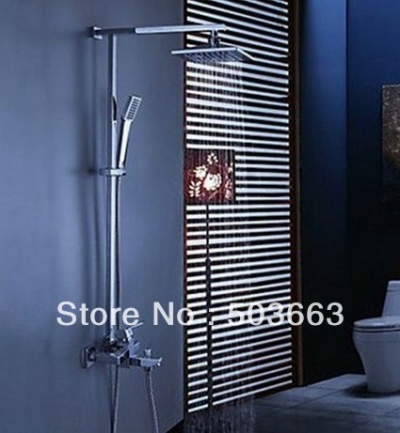 Wholesale 8" Bathroom Rainfall Shower Head+ Arm Hand Spray Valve Faucet Set S-652 [Shower Faucet Set 2359|]