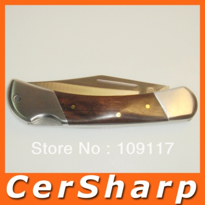 Wholesale - Free Shipping Outdoor Travel Wood Handle Stainless Steel Folding Pocket Knife # 425BPW [Knife 58|]