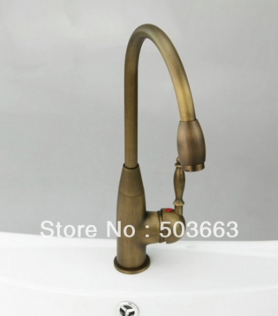Wholesale New Antique brass Bathroom Faucet Basin Sink Spray Single Handle Mixer Tap S-856