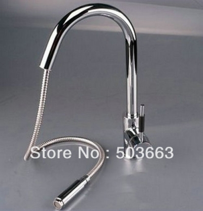 Wholesale New Chrome Kitchen Brass Faucet Basin Sink Pull Out Spray Mixer Tap S-752 [Kitchen Pull Out Faucet 1828|]
