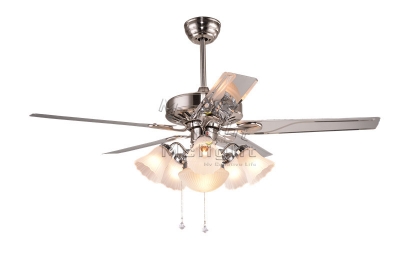 art deco ceiling fan with light kits for industrial coffee house bar living room white lamp 48 inch 5 stainless blade fixture [ceiling-fans-6798]