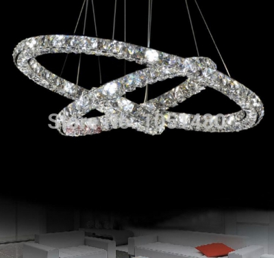 holiday new luxury modern crystal led pendant lights with flexible three rings