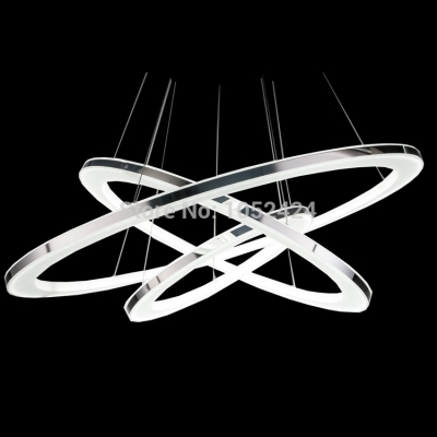 led pendant lights 3 rings 60+40+20 cm acrylic stainless steel dining room palor lights
