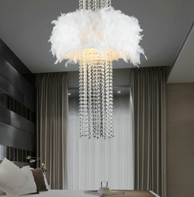 ! modern luxury droplight ceiling lamp absorb dome light k9 crystal feather chandelier flush mount for living room