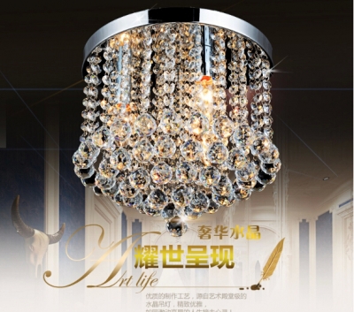 new flush mount round crystal lamp hallway ceiling lights dia300*h250mm, luxury crystal balls lighting fixture