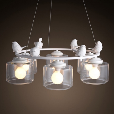 nordic 6 heads resin bird white pendant light country glass creative modern kitchen suspension luminaire 3 heads/6 heads bulb