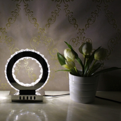 selling crystal and stainless steel fashion modern table lamp children desk bedside light round