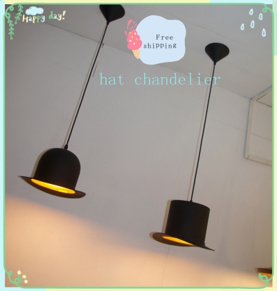 square hat led chandelier for dining room black shell color aluminum lighting ac 220v modern chandelier led lamp [modern-pendant-light-7204]
