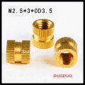 1000pcs m2.5 x 3mm x od 3.5mm injection molding brass knurled thread inserts nuts