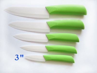 100PCS/lot 3" 3inch wholesale Ceramic Knife fashion fruit tool Green Handle Chefs Kitchen Knives usefull HR-F3-G10