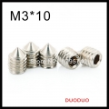 100pcs din914 m3 x 10 a2 stainless steel screw cone point hexagon hex socket set screws
