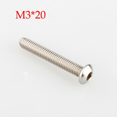 100pcs/lot metric thread m3x20mm 304 stainless steel hex socket head cap screw bolts