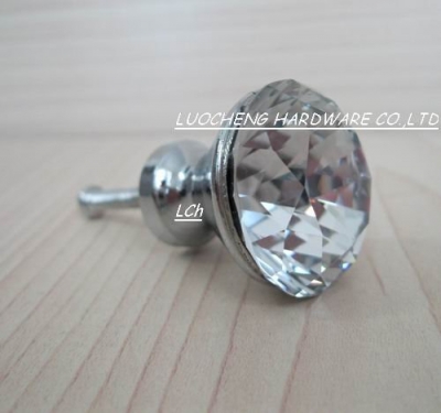 10PCS/ LOT 30 MM CLEAR CRYSTAL CABINET KNOBS WITH ZINC CHORME BASE