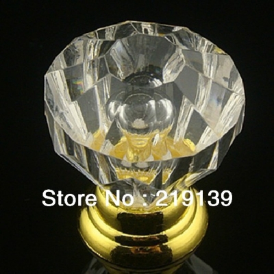 10Pcs 26mm Crystal Glass Clear Cabinet Knob Drawer Pull Handle Kitchen Door Wardrobe Hardware [Crystal Handle 26|]