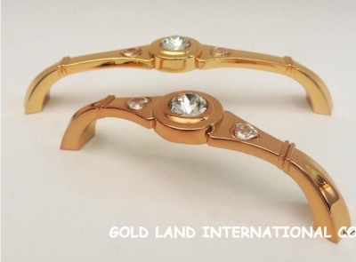 128mm Free shipping K9 crystal glass 24K golden hot sale furniture handle / drawer handle