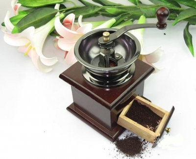 1PCS Vintage manual coffee grinder classic wooden hand coffee grinder mill-E266 ?FREE SHIPPING