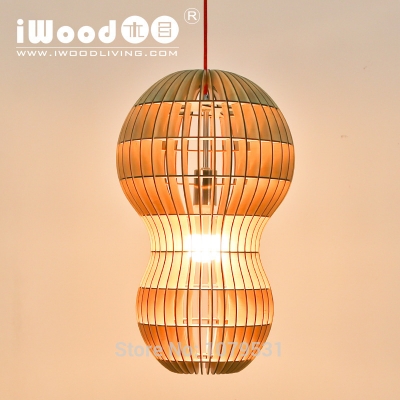 2016 new modern design diy style wooden calabash shape small pendant lights suspension lamps for home decor [wooden-lights-7525]