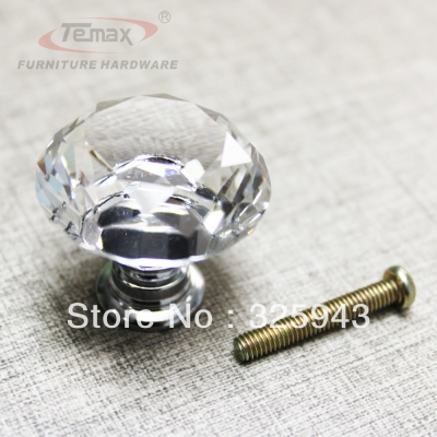 30Pcs 30mm Clear Zinc Glass Crystal Knobs And Handles Cabinet Dresser Drawer Knob Pulls Door Kids Kitchen [Crystal pull 12|]