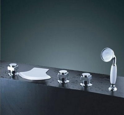 5 piece Set Bathroom Ceramic valve Tap Chrome Sink Contemporary Tub Faucet CM0521