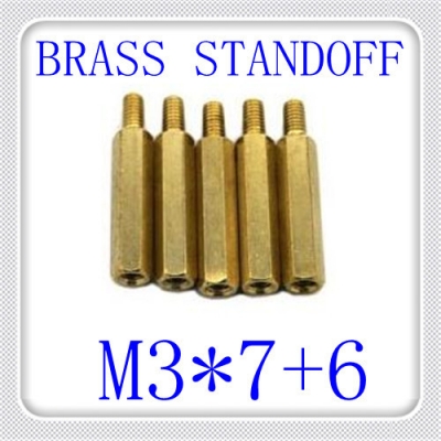 500pcs/lot pcb m3*7+6 brass hex male to female standoff /standoff screw