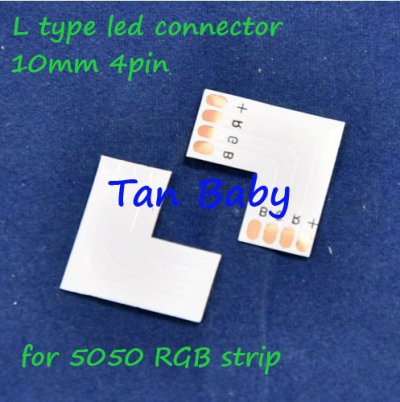 50pcs/lot l type 10mm 4pin led connector wireless for 5050 led strip light no need soldering easy connector [led-strip-connector-3715]