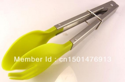 9 inch stainless steel tongs with a nylon round head food tongs bread tongs BBQ tongs