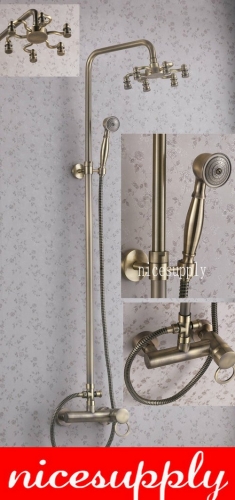 Antique Brass Wall Mounted Rain Shower Faucet Set b5030 Unique Bathroom Shower Set