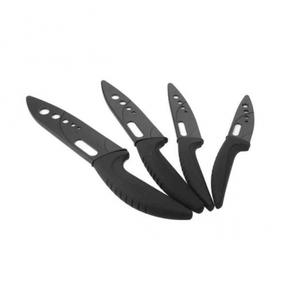 Black 3"+4"+5"+6" Kitchen Chef Vegetable Fruit Ceramic Knife Knives Set with Blade Guard Protector