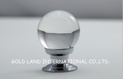 D30mm Free shipping pure brass top quality K9 cystal glass knob/Cuprum base glossy ball furniture knob