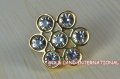 D30xH24mm Free shipping K9 crystal glass 24K golden cupboard knobs