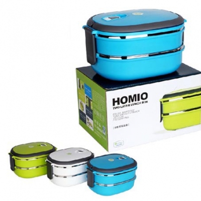 Double Layers Stainless Steel Japanese Lunch Box Kids Bento Box 1480ML Thermos Food Container 3 Colors