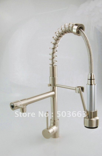 Double Outlets Brushed Nickel Bathroom Basin Sink Mixer Tap CM0195