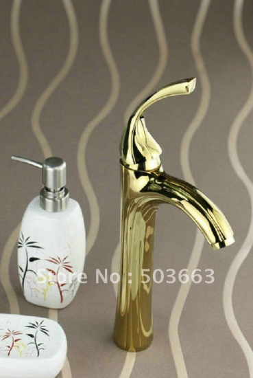 Faucet Polished Golden Bathroom Basin Sink Mixer Tap CM0281 [Golden Polished Faucet 1360|]