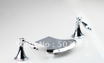 Free Shipping 3PCS Waterfall Faucet Bathtub Chrome Brass Deck Mounted Mixer Tap CM5014