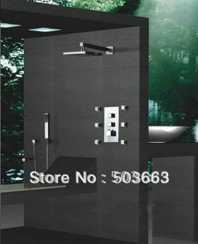 Hot sell ! Fashion 8" Rainfall Shower head+ Arm + Control Valve+Handspray Shower Faucet Set CM0620