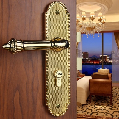 Modeled after an antique LOCK 24K Gold Door lock handle door levers out door furniture door handle Free Shipping pb54