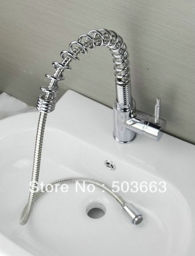 New Auction Kitchen Brass Sink Vessel Faucet Basin Sink Pull Out Spray Mixer Tap S-755 [Kitchen Pull Out Faucet 1907|]