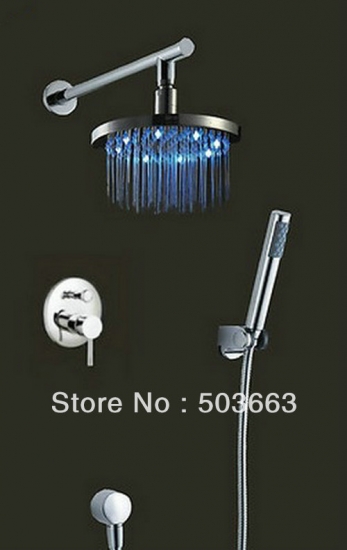 New Shower Faucet Luxury Chrome Rainfall Shower Head Arm Set Faucet With Handy Unit Tap S-537 [Shower Faucet Set 2307|]