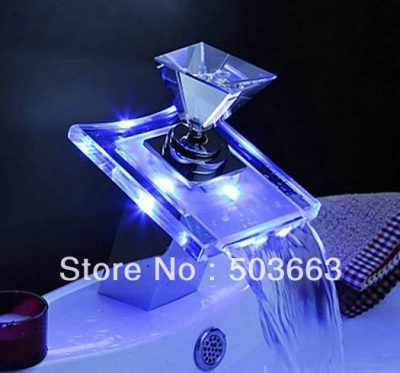 Novel Led Faucet Bathroom Basin Mixer Tap Chrome 3 Colors Brass Faucet Glass Faucet L-254