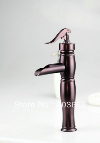 Oil rubbed bronze Single Hole Deck Mounted Bathroom Waterfall Spout Basin Faucet Sink Mixer Tap Vanity Faucet L-3802
