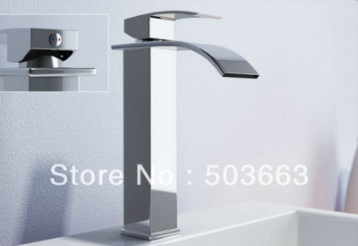 Pro New Concept Deck Mount Waterfall Brass Basin Sink Mixer Tap Chrome Vessel Faucet L-0009