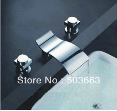 Wave Contemporary Bathroom Tap Sink Bath Tub Waterfall Faucet Chrome CM0505