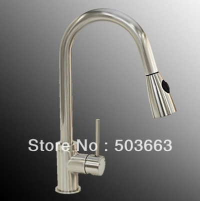 Wholesale New Nickle Kitchen Brass Faucet Basin Sink Pull Out Dual-Spray Single Handle Mixer Tap S-782
