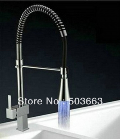 Wholesale New Water Powered Led Faucet Pull Out kitchen Mixer S-693 [Kitchen Led Faucet 1781|]