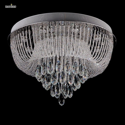 contemporary circular led crystal ceiling lights lanterns flush mounted ceiling lighting fixture el project lobby lamps [led-ceiling-light-7049]