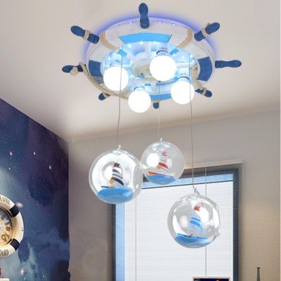 corsair kids bedroom ceiling light steering wheel creative baby boy room ceiling lamp led eye protection luminaria teto 220-240v [children-39-s-lamp-3395]